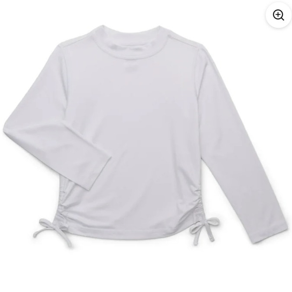 Wonder Nation Girls Long Sleeve Rash Guard with Side Tie and UPF 50+, Size‎ L